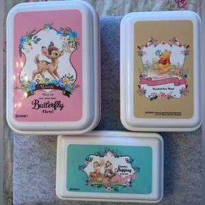 Disney Japan Set of 3 Bento boxes featuring Bambi, Winnie and Chip & Dale